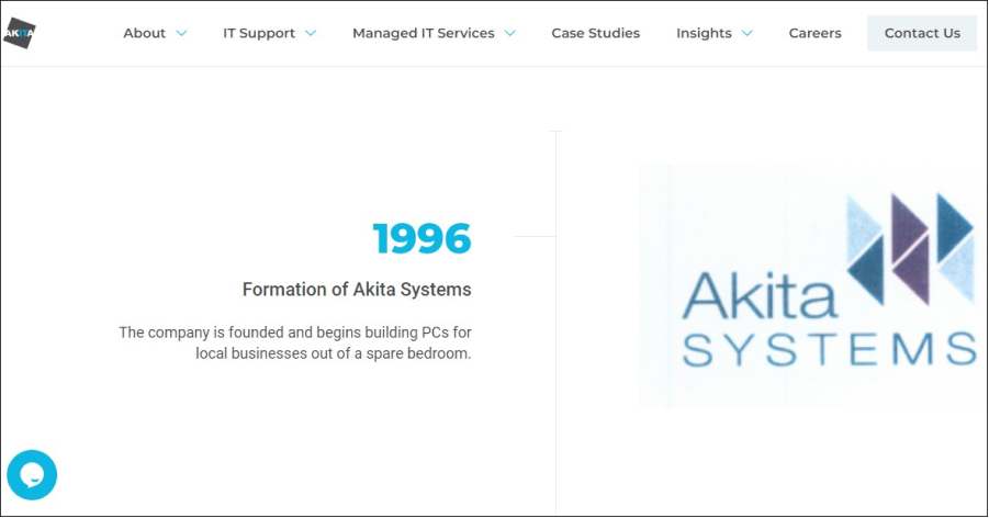 Akita Systems - Website Timeline Examples