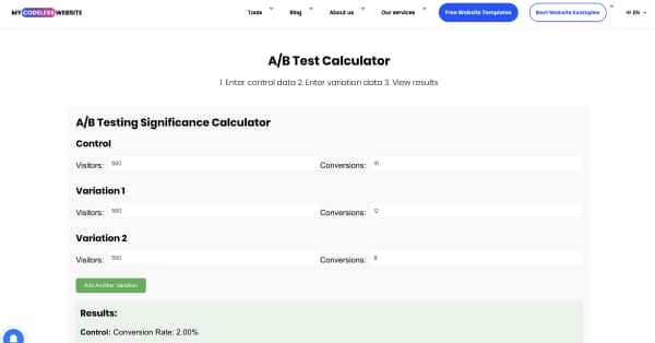 B Test Calculator