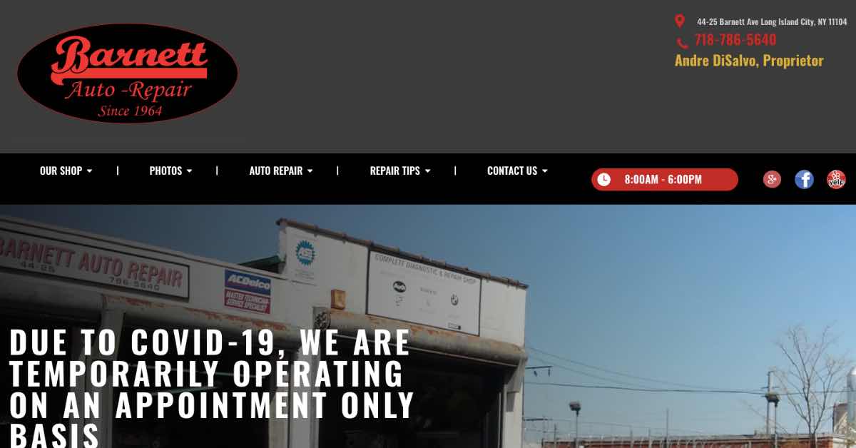 Barnett Auto Repair Website Example