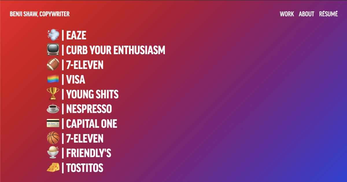 Benjia Shaw Copywriter Website Example