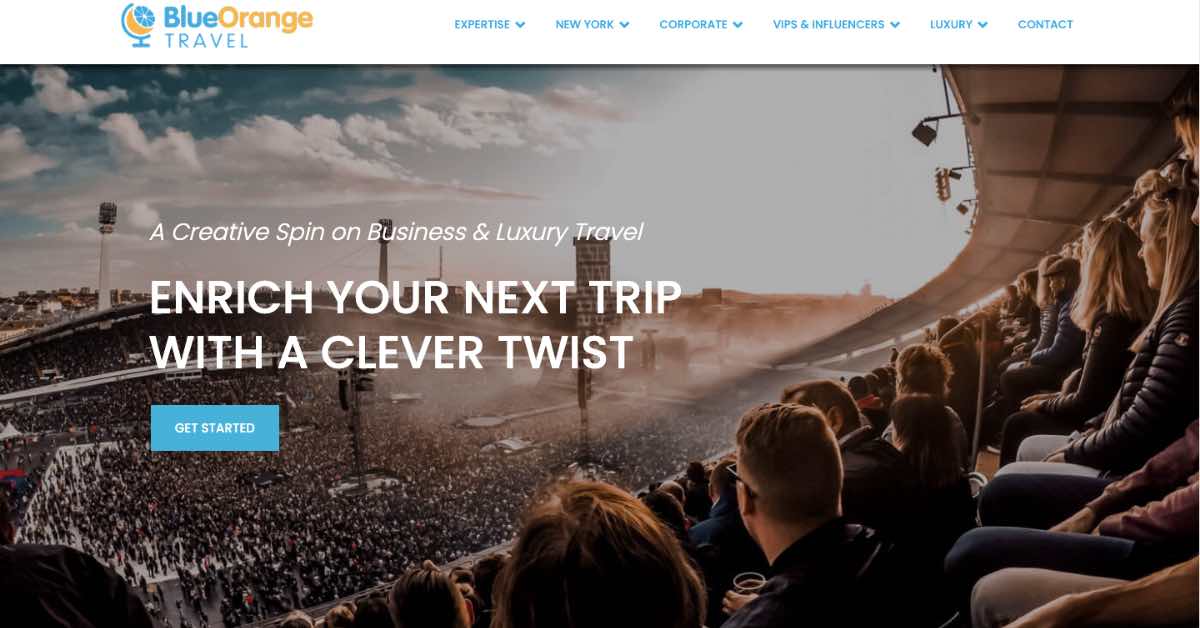 Blue Orange Travel Agency Website Example
