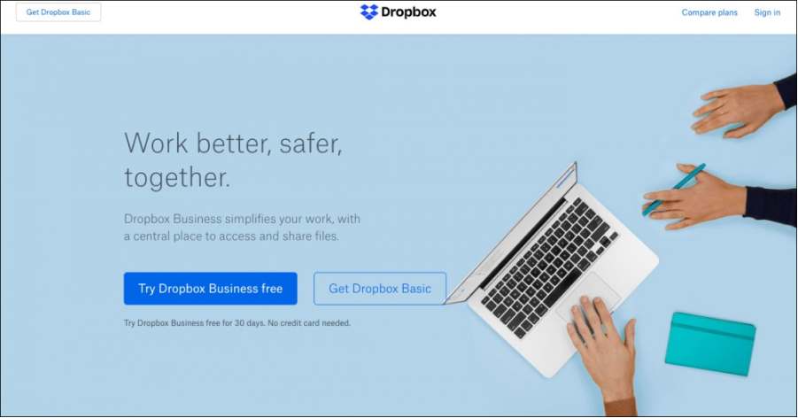 dropbox homepage