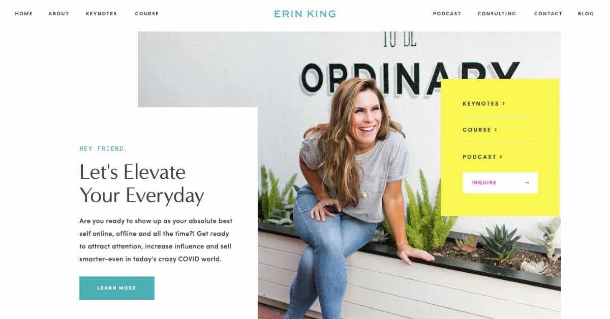 Erin King Public Speaker Website Example