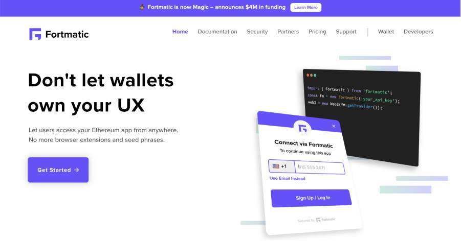 Fortmatic Landing Pages Website Example