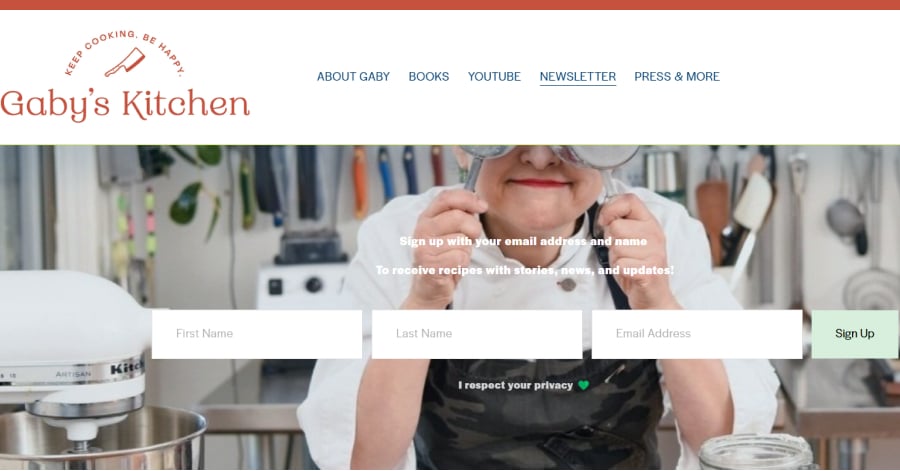 Gaby's Kitchen - Influencer Website Examples gaby’s kitchen - influencer website example