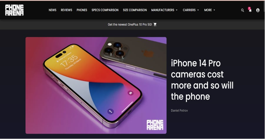 Technology Website Examples - Phone Arena