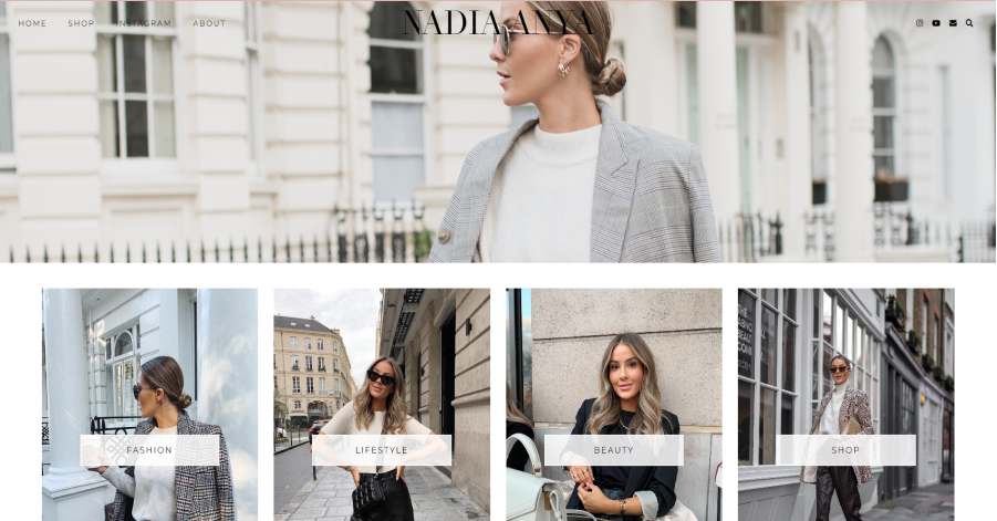 Influencer Website Examples - Nadia Anya