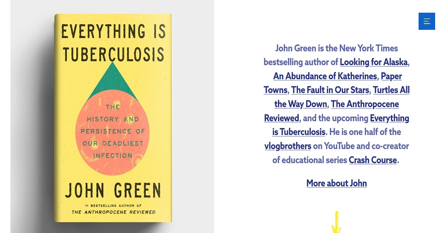 John Green - Influencer Website Examples john green - influencer website example