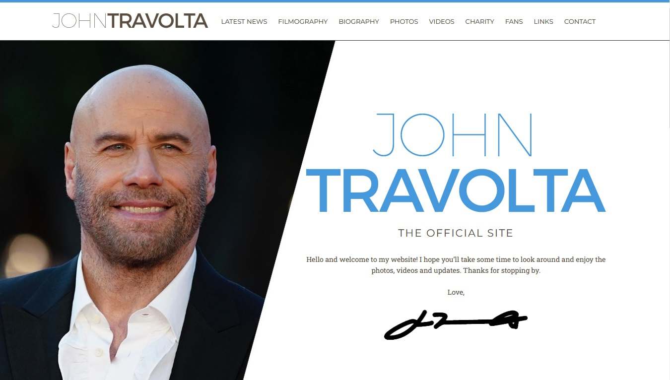 John Travolta - Actor Website Example