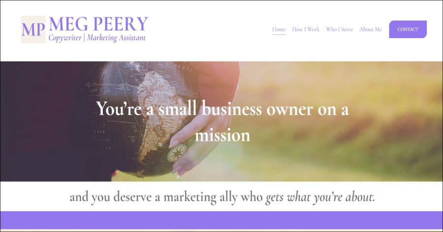 Meg Peery- Copywriter Website meg peery - copywriting website example