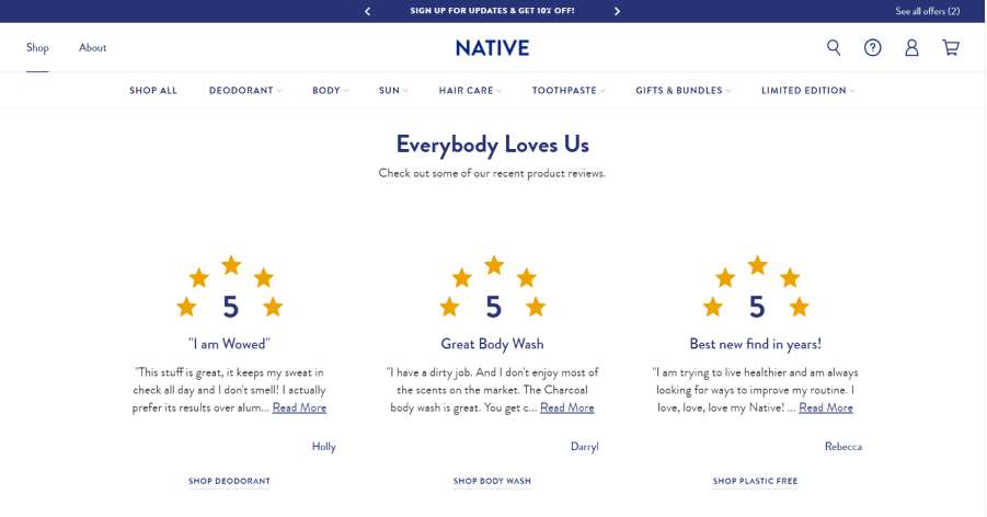 Native - Testimonial Website Example