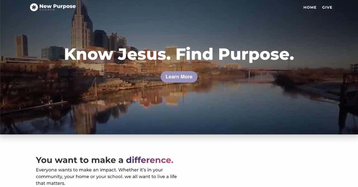 New Purpose Church Website Example