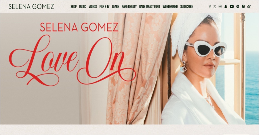 Selena Gomez - Singer Website selena gomez - influencer website example