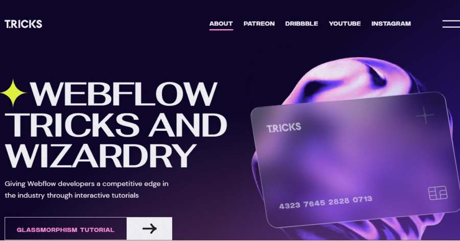 T.RICKS - Glassmorphism Website Examples