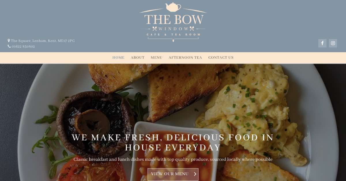 The Bow Coffee Shop Website Example