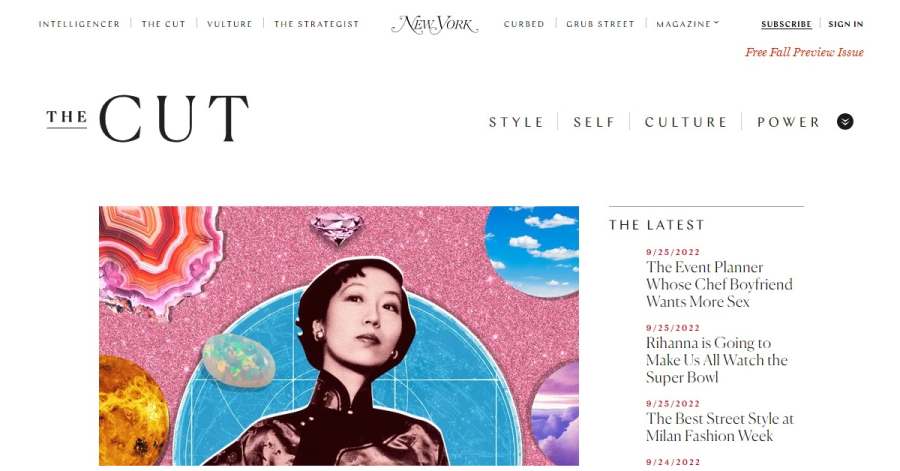 The Cut - Lifestyle Website Examples