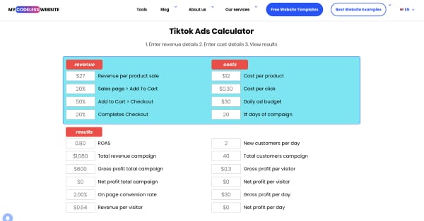 Tiktok Ads Calculator