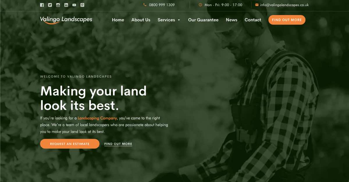 Valingo Landscaping Website Example